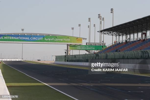 Picture taken on March 6, 2020 shows a view of the Losail International Circuit after cancelling the Qatar MotoGP race. - This weekend's...