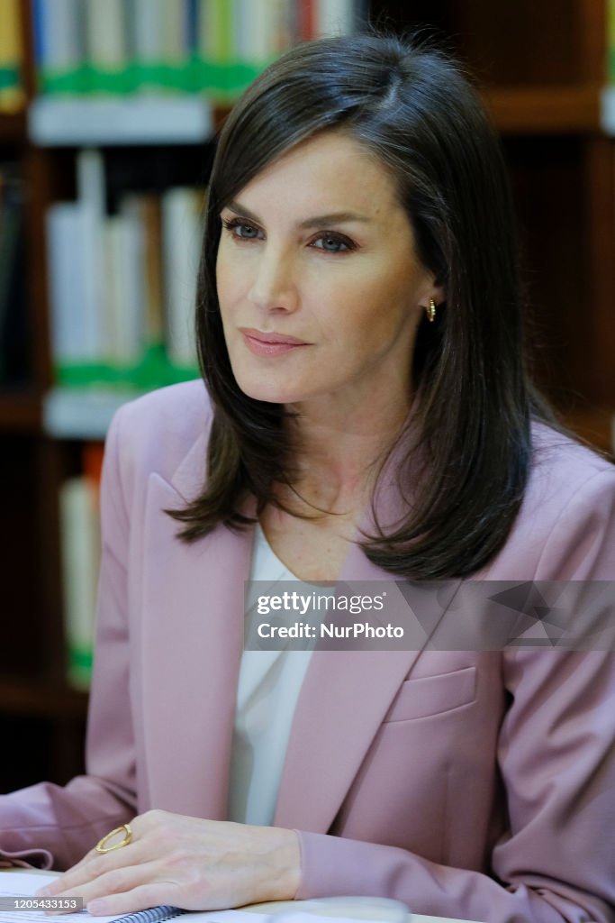 Queen Letizia Attends A Meeting With APRAMP
