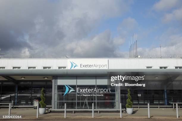 The departures terminal stands at Exeter Airport, the headquarters of Flybe Group Plc, in Exeter, U.K., on Friday March 6, 2020. Flybe, Britain's...