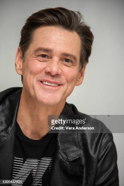 Jim Carrey at the "Sonic The Hedgehog" Press Conference at the Four Seasons Hotel on February 10, 2020 in Beverly Hills, California.