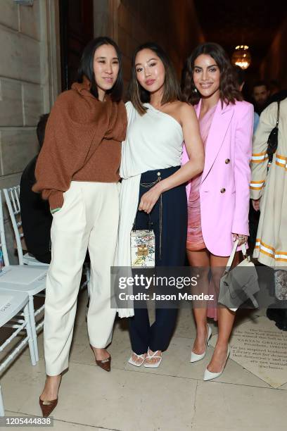 Eva Chen, Amy Song and Camila Cohelo attend Oscar De La Renta - Front Row - February 2020 - New York Fashion Week on February 10, 2020 in New York...