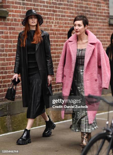 Tiernan Cowling and Beth Buccini are seen outside the Zimmermann show during New York Fashion Week: A/W20 on February 10, 2020 in New York City.