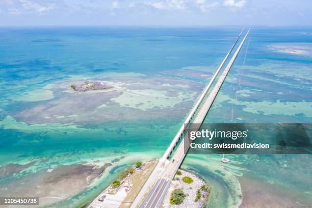 drone view of the florida keys, usa - overseas highway stock pictures, royalty-free photos & images