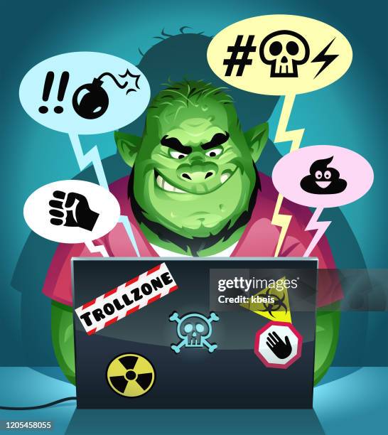 internet troll posting mean comments - cyberbullying stock illustrations