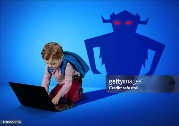 child abuse with internet danger - content stock pictures, royalty-free photos & images