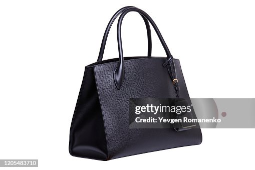 Black leather Women's handbag on white background Black leather Women's handbag on white background