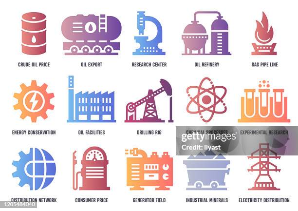 petrochemical industry vector icon pack with inner shadow depth - fuel storage tank stock illustrations