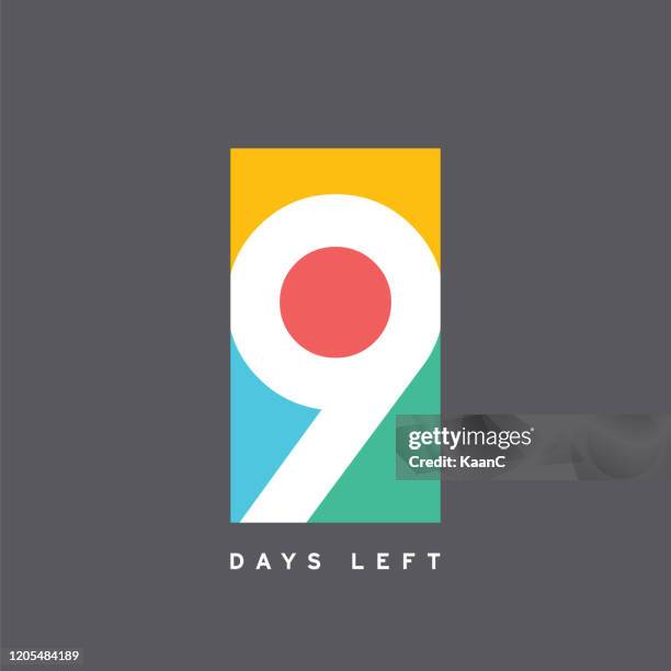 9 days left colorful template. vector illustration. stock illustration - number 9 stock illustrations