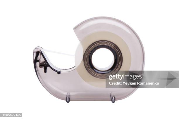 scotch tape dispenser isolated on white background - tape dispenser stock pictures, royalty-free photos & images