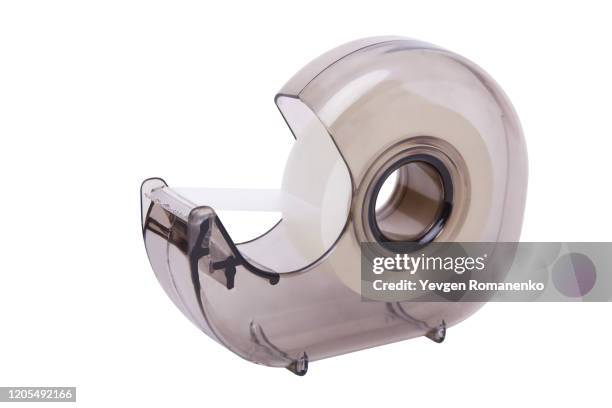 scotch tape dispenser isolated on white background - tape dispenser photos et images de collection