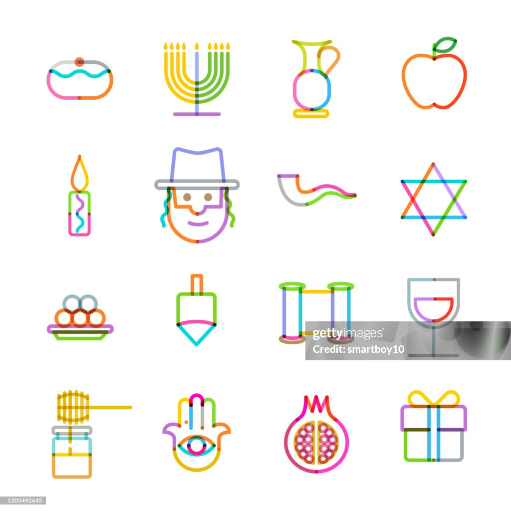 Happy Hanukkah Icon Set
