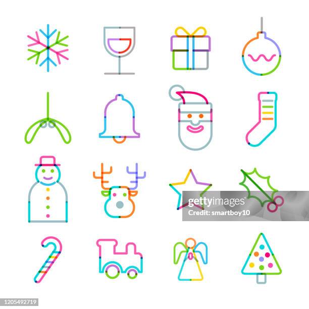 christmas greeting icon set - socks isolated stock illustrations