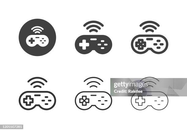 game controller icons - multi series - gamer room stock illustrations
