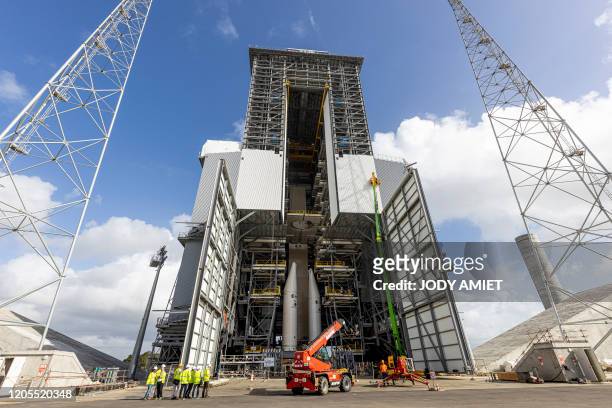 This picture taken on March 5 shows the launchpad for the Ariane 6 rocket under construction in Kourou, at the European Space Center in French Guiana.