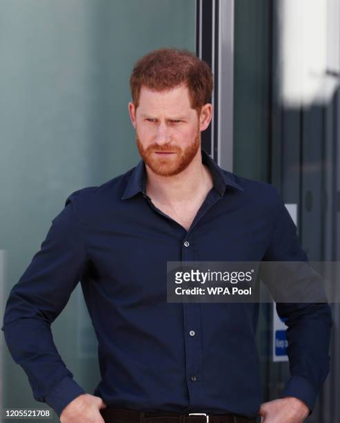 Prince Harry, Duke of Sussex tours The Silverstone Experience at Silverstone on March 6, 2020 in Northampton, England.