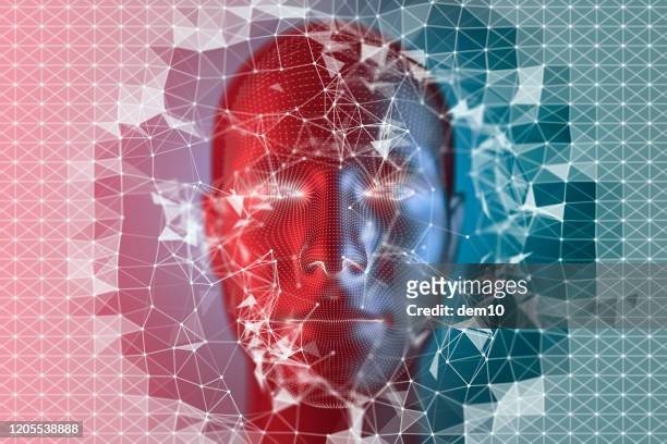artificial intelligence and technology - pixelated face stock pictures, royalty-free photos & images
