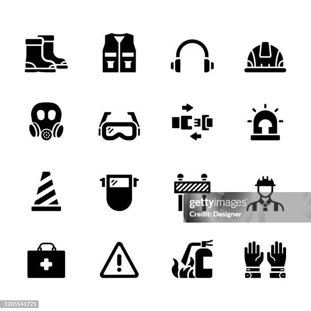 simple set of occupational safety related vector icons. symbol collection - occupational safety and health stock illustrations