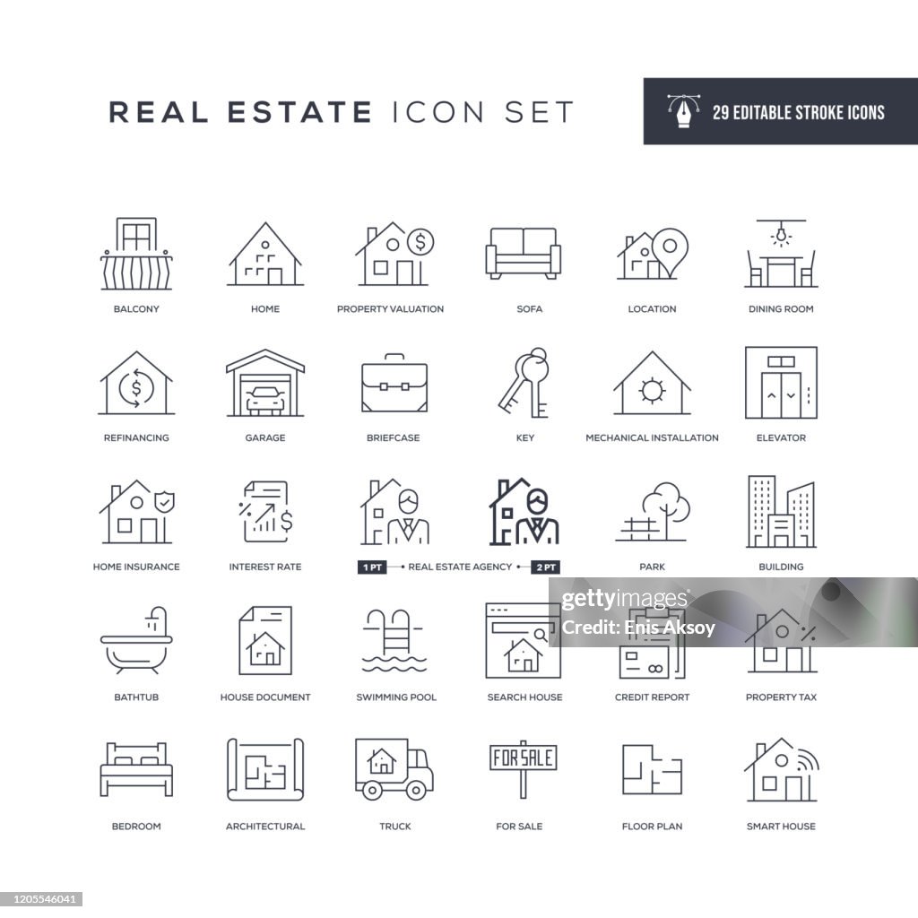 Real Estate Editable Stroke Line Icons