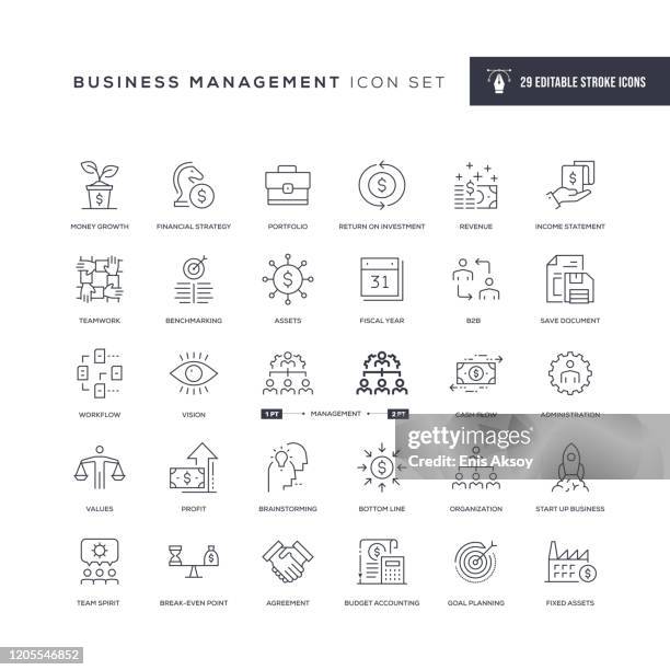 bildbanksillustrationer, clip art samt tecknat material och ikoner med ikoner för företagshantering redigerabar linje - dokumentmapp