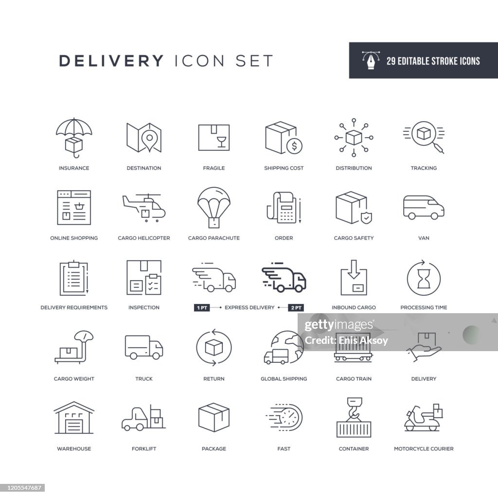 Delivery Editable Stroke Line Icons