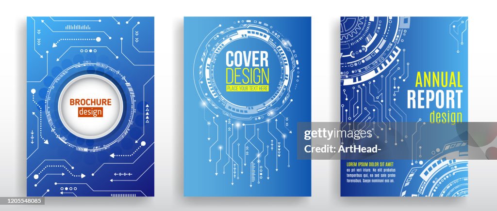 Abstract Technology Cover With Various Techno Elements High Tech ...