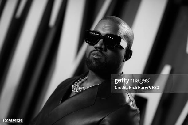 Kanye West attends the 2020 Vanity Fair Oscar Party hosted by Radhika Jones at Wallis Annenberg Center for the Performing Arts on February 09, 2020...