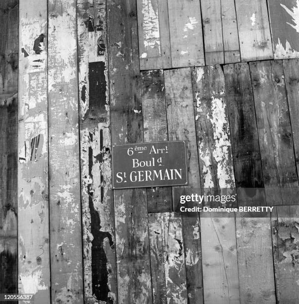 In The Fifties In Paris, France - Street plaque of the Saint-Germain-des-Pres boulevard.