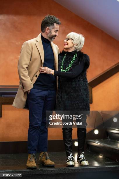 Pepe Ocio and Concha Velasco attend the presentation of 'El Funeral' at Teatre Borras on February 11, 2020 in Barcelona, Spain.