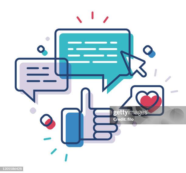 social media thumbs up communication - social media marketing stock illustrations