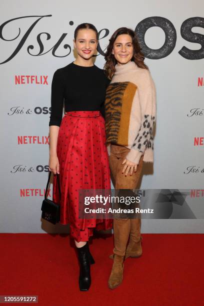 Lisa Vicari and Christina Hecke attend the premiere of the Netflix film "Isi & Ossi" at Filmtheater am Friedrichshain on February 11, 2020 in Berlin,...