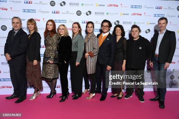 Antoine Dulery, guest, Audrey Fleurot, guest, guest, Julie De bona, Aurelien Wiik and guests attend the 27th "Trophees Du Film Francais" photocall At...