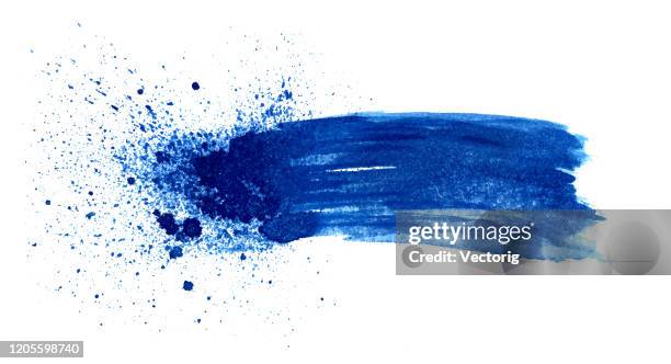 abstract grunge brush - blue paint splatter stock illustrations