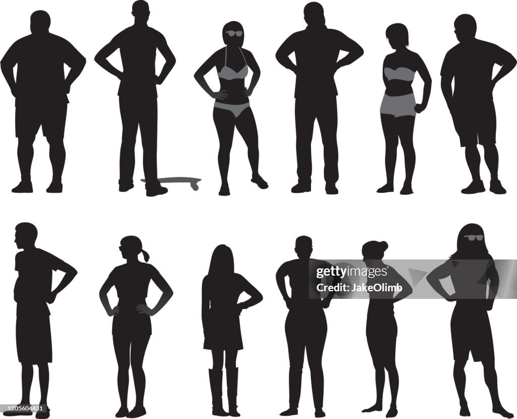 People with Hands on Hips Silhouettes 2