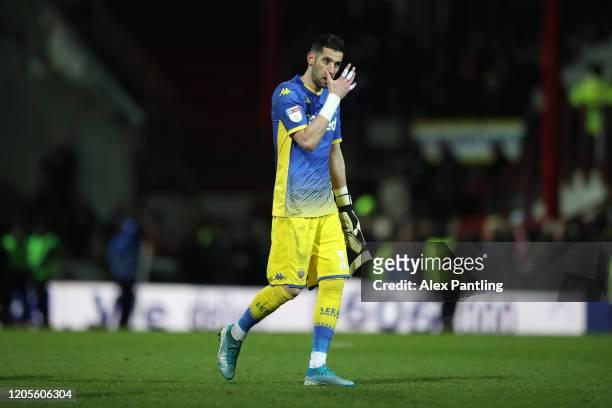 Francisco Casilla of Leeds United leaves the pitch at the end of the Sky Bet Championship match between Brentford and Leeds United at Griffin Park on...
