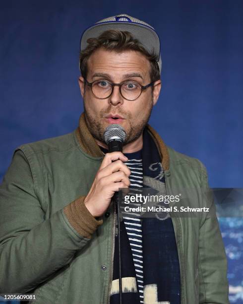 Comedian Adam Conover performs during his appearance at The Ice House Comedy Club on February 09, 2020 in Pasadena, California.