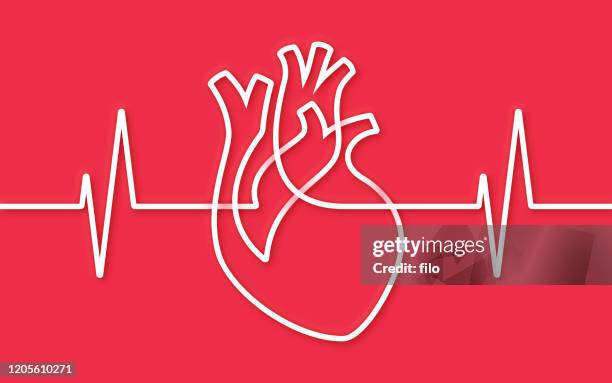 herz single line pulse trace design - inneres organ stock-grafiken, -clipart, -cartoons und -symbole