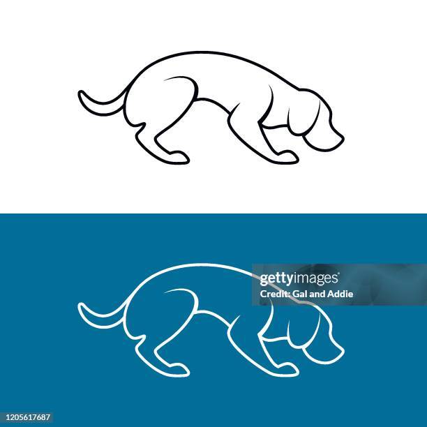 silhouette of a dog - dog line art stock illustrations