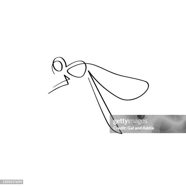 stockillustraties, clipart, cartoons en iconen met schets van een libelle - odonata