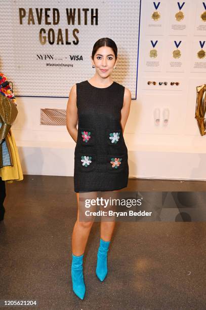 Stephanie Beatriz is spotted in Visa's Grit, Grace, Greatness retail shop during NYFW: The Shows at Spring Studios on February 11, 2020 in New York...