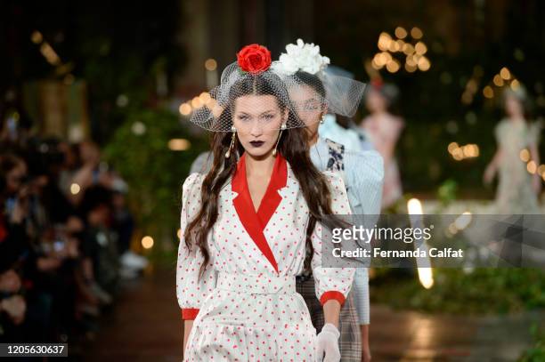 Bella Hadid walks the runway for Rodarte during New York Fashion Week: The Shows at St. Bart's Church on February 11, 2020 in New York City.