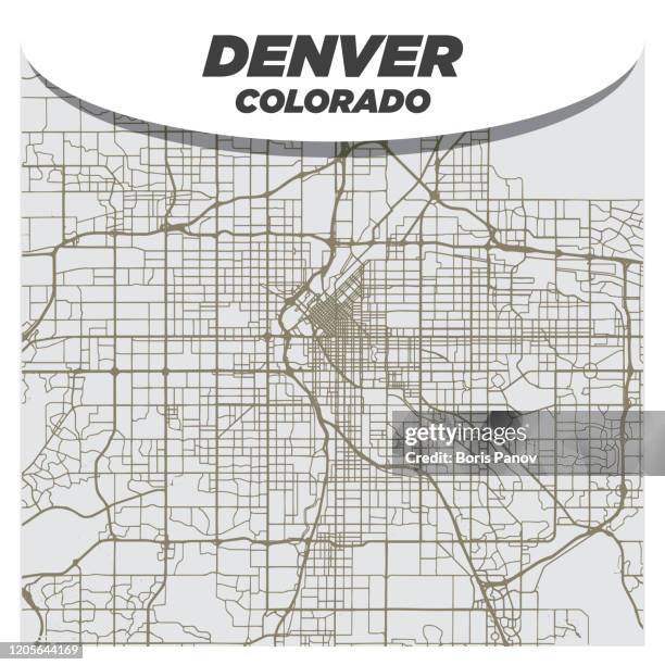 flat retro style city street map of denver colorado on neutral background - city map stock illustrations