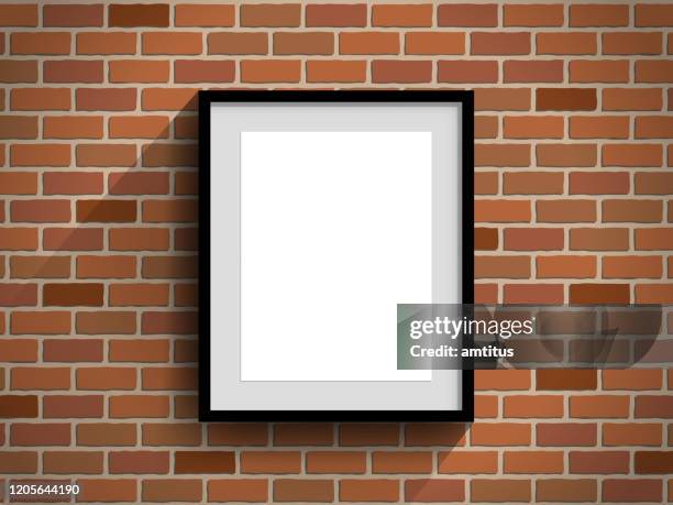 portrait frame brick wall - wide shot stock illustrations