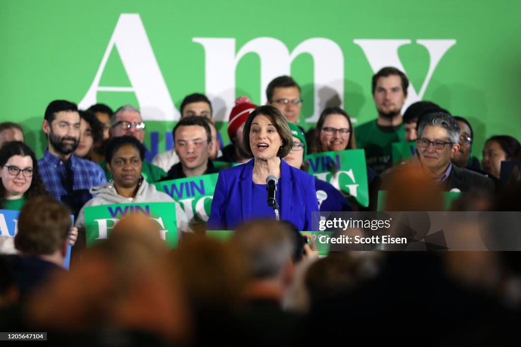 Presidential Candidate Amy Klobuchar Holds Primary Night Event In New Hampshire