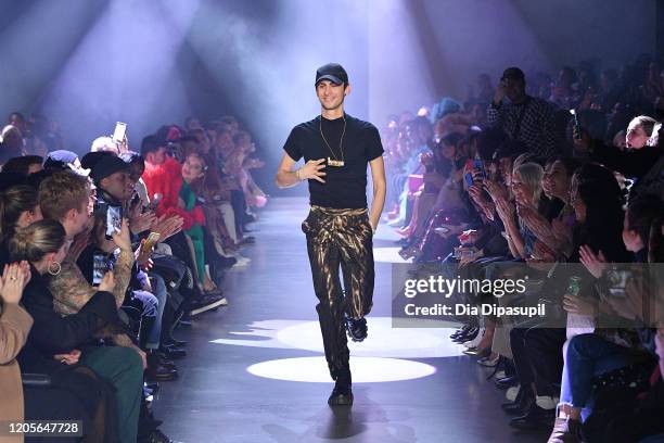 Designer Christian Cowan walks the runway for Christian Cowan Fall/Winter 2020 during New York Fashion Week: The Shows at Gallery I at Spring Studios...