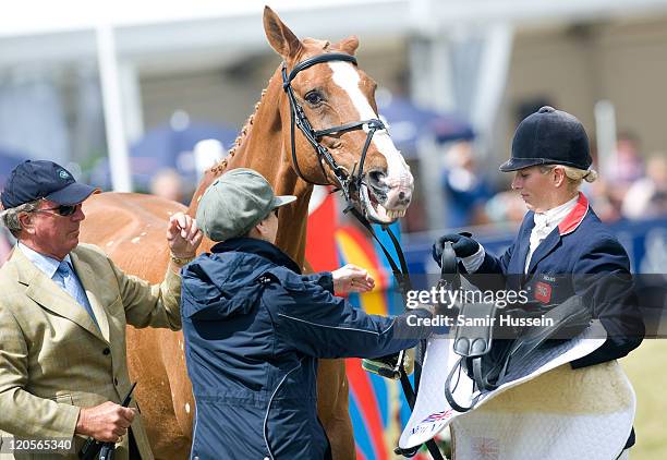 Captain Mark Phillips, Princess Anne, Princess Royal and Zara Phillips officially retire her horse Toy Town during day 3 of The Festival of British...