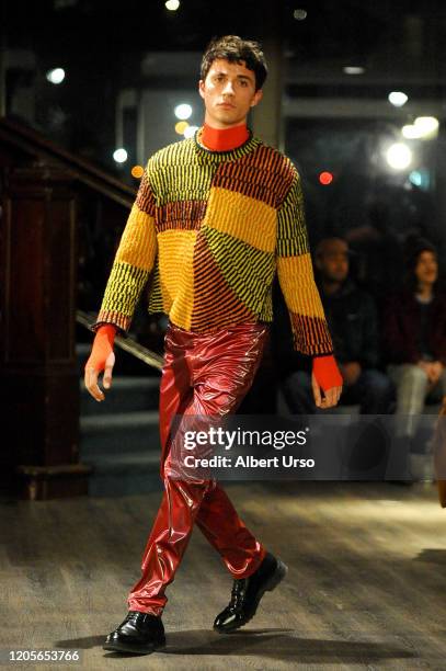 Jacob Bixenman walks the runway for the Eckhaus Latta fashion show during February 2020 - New York Fashion Week: The Shows on February 11, 2020 in...