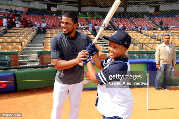 Jeimer Candelario of the Detroit Tigers poses for a photo on the field prior to the game between the Minnesota Twins and the Detroit Tigers at...