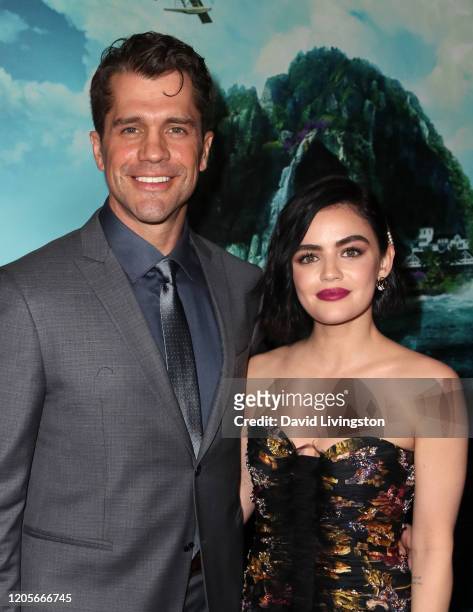 Jeff Wadlow and Lucy Hale attend the premiere of Columbia Pictures' "Blumhouse's Fantasy Island" at AMC Century City 15 on February 11, 2020 in...
