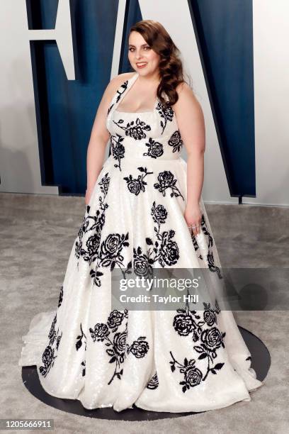 Beanie Feldstein attends the Vanity Fair Oscar Party at Wallis Annenberg Center for the Performing Arts on February 09, 2020 in Beverly Hills,...