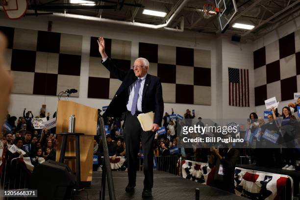 Democratic presidential candidate Sen. Bernie Sanders holds a campaign rally at Salina Intermediate School on March 7, 2020 in Dearborn, Michigan....